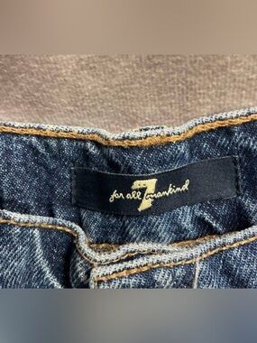 7 For All Mankind Navy Blue Denim Jeans with Contrast Stitching